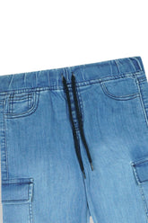 Girls Light Blue Wide Leg Eight Pocket Trouser